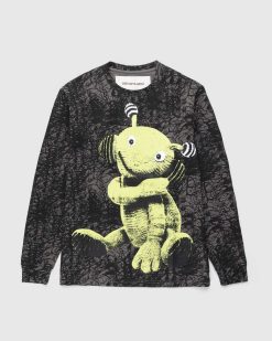 Gentle Fullness T-Shirt A Manches Longues Alien Puppet En Coton Recycle Noir Delave | T-Shirts