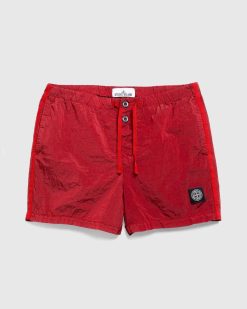 Stone Island Short De Bain Compass Rouge | Maillots De Bain