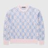 Acne Studios Pull Col Rond En Jacquard Faded Pink Melange/Bleu Clair | Tricots