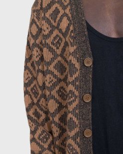 Acne Studios Cardigan Carreaux Visage Marron Toffee | Tricots