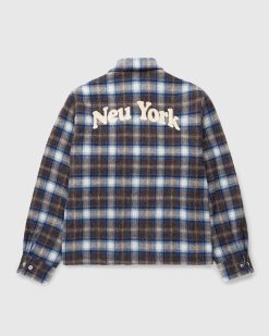 Highsnobiety Chemise Zippee A Carreaux En Laine Shaggy Neu York Marron | Chemises