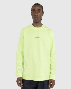 Acne Studios T-Shirt Manches Longues Logo Coton Bio Vert Fluo | T-Shirts