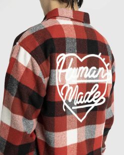 Human Made Chemise A Carreaux En Laine Beaver Block Rouge | Chemises