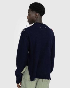 Maison Margiela Pull Col Rond En Laine Effet Dechire Multi | Tricots