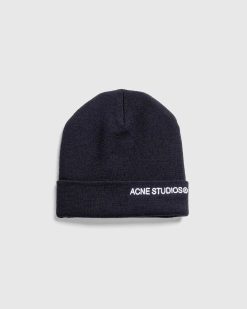 Acne Studios Bonnet Logo Brode Noir | Accessoires D'Hiver