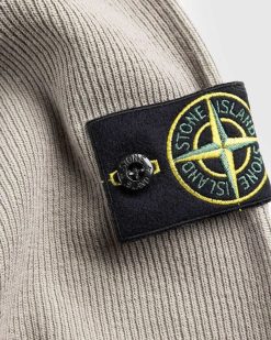 Stone Island Chemise En Maille A Col Italien Gris Tourterelle | Tricots