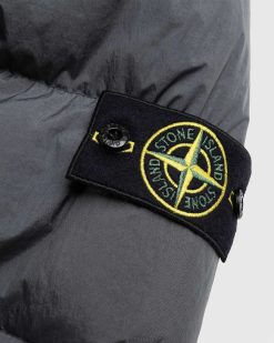 Stone Island Doudoune En Nylon Recycle Teinte En Vetement Gris Plomb | Vetements D'Exterieur