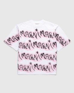 Marni T-Shirt Raye Logo Lily Blanc | T-Shirts