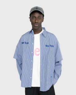 Highsnobiety Neu York Chemise A Manches Doubles Neu York Bleu | Chemises