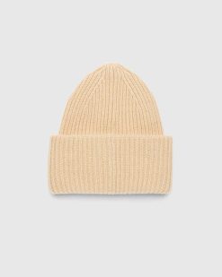 Acne Studios Bonnet Logo Grand Visage Biscuit Beige | Accessoires D'Hiver