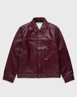 Highsnobiety HS05 Veste En Cuir Bordeaux | Vetements D'Exterieur