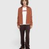 Wales Bonner Veste Etudes Coton Carreau Orange/Marron | Vetements D'Exterieur