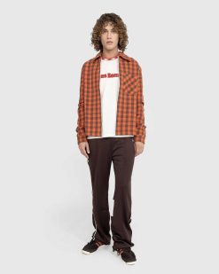 Wales Bonner Veste Etudes Coton Carreau Orange/Marron | Vetements D'Exterieur