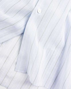 Auralee Chemise A Rayures En Organdi Hard Twist Finx Rayure Bleu Clair | Chemises