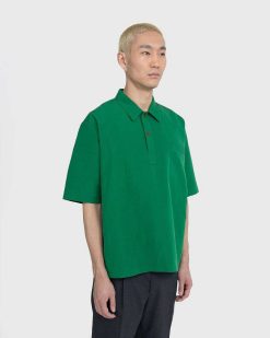 Auralee Chemise Meteo En Lin Finx Haute Densite Vert | T-Shirts