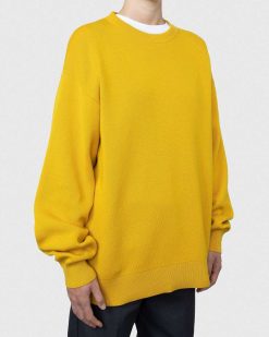 Acne Studios Pull Col Rond Laine Merinos Jaune | Tricots