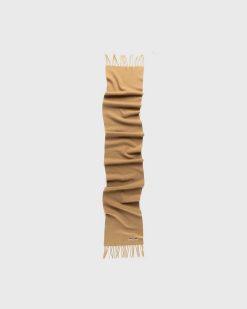 Acne Studios Echarpe Skinny En Laine Camel Fonce | Accessoires D'Hiver