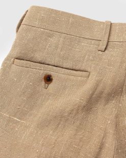 Auralee Pantalon Lin Soie Tweed Marron | Pantalon