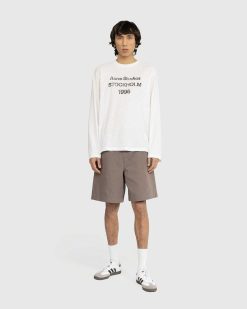 Acne Studios T-Shirt A Manches Longues Avec Logo Blanc Optique | T-Shirts