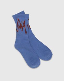 J.W. Anderson Socquettes Courtes Avec Logo Jwa Manuscrit Bleu Clair | Chaussettes