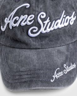 Acne Studios Casquette Logo Delave Noir | Chapeaux