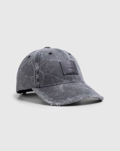 Acne Studios Casquette Patch En Cuir Gris Carbone | Chapeaux