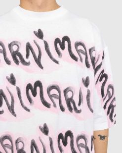 Marni T-Shirt Raye Logo Lily Blanc | T-Shirts