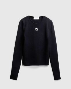 Marine Serre Pull Core Knit Dos Ouvert Noir | T-Shirts