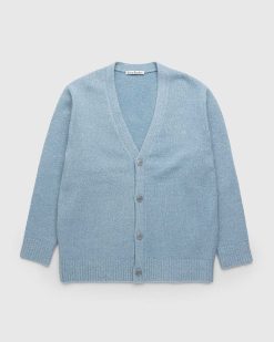 Acne Studios Cardigan Laine Melangee Bleu Mineral | Tricots