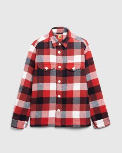 Human Made Chemise A Carreaux En Laine Beaver Block Rouge | Chemises