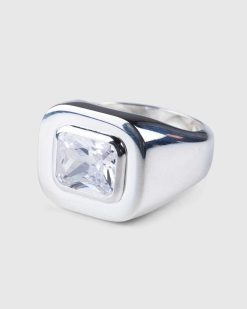 Hatton Labs Chevaliere Taille Emeraude Argent/Blanc | Bijoux