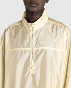 Auralee Demi-Zip En Nylon Leger P/O Jaune Clair | Tricots