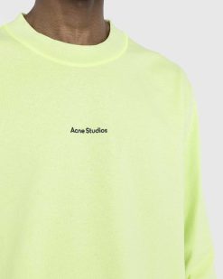 Acne Studios T-Shirt Manches Longues Logo Coton Bio Vert Fluo | T-Shirts