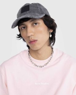 Acne Studios Casquette Patch En Cuir Gris Carbone | Chapeaux