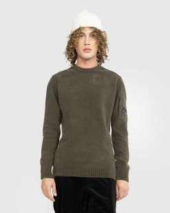 C.P. Company Pull En Maille De Coton Olive Night | Tricots