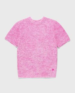 Acne Studios Pull Col Rond Manches Courtes Rose | Tricots