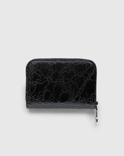 Acne Studios Portefeuille Zippe En Cuir Noir | Portefeuilles