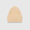 Acne Studios Bonnet Logo Grand Visage Biscuit Beige | Accessoires D'Hiver