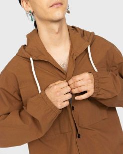 Jil Sander Surchemise A Capuche En Coton Tabac | Chemises