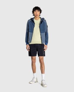 Stone Island Veste A Capuche En Metal Et Nylon Bleu Fonce | Vetements D'Exterieur