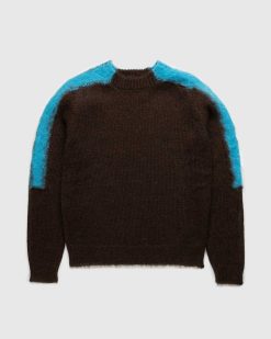 Jil Sander Pull Raye En Laine D'Alpaga Marron/Bleu | Tricots