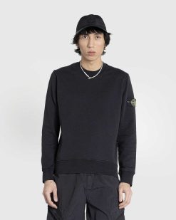 Stone Island Sweat-Shirt Ras Du Cou Teint En Piece Noir | Sueurs