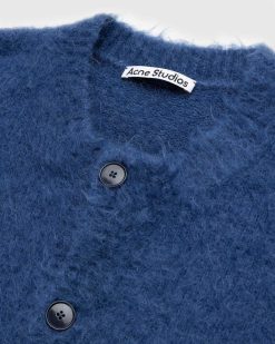 Acne Studios Cardigan Laine Brossee Bleu | Tricots