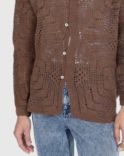 Bode Chemise Au Crochet Surteinte Marron | Chemises