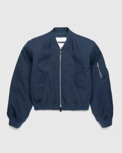 Jil Sander Blouson Zippe Marine | Vetements D'Exterieur