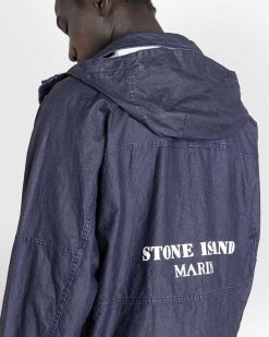 Stone Island Veste A Capuche En Lin Bleu Royal | Vetements D'Exterieur