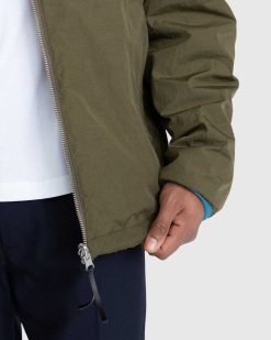 Highsnobiety Veste Zippee Polaire Reversible Bleu Acier/Vert Fonce | Vetements D'Exterieur