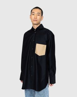 J.W. Anderson Chemise Oversize A Poches Plaquees Contrastees Bleu Marine | Chemises