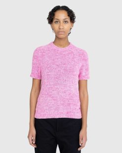 Acne Studios Pull Col Rond Manches Courtes Rose | Tricots