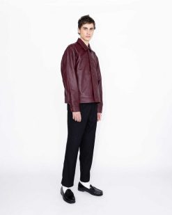 Highsnobiety HS05 Veste En Cuir Bordeaux | Vetements D'Exterieur